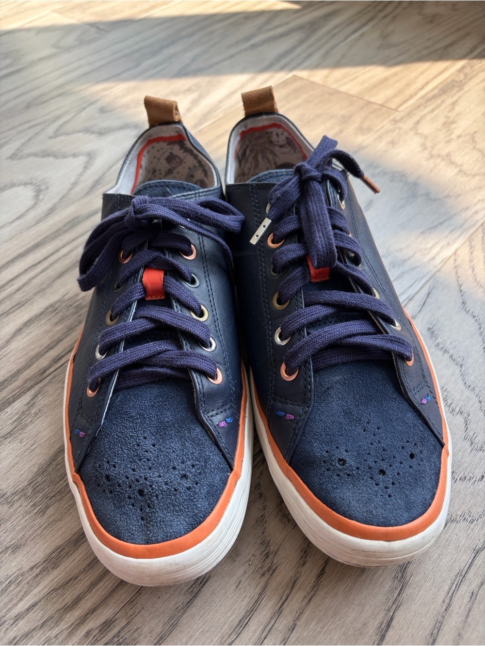 Paul Smith Jeans Lokai Navy Canvas Sneakers with Coral Trim